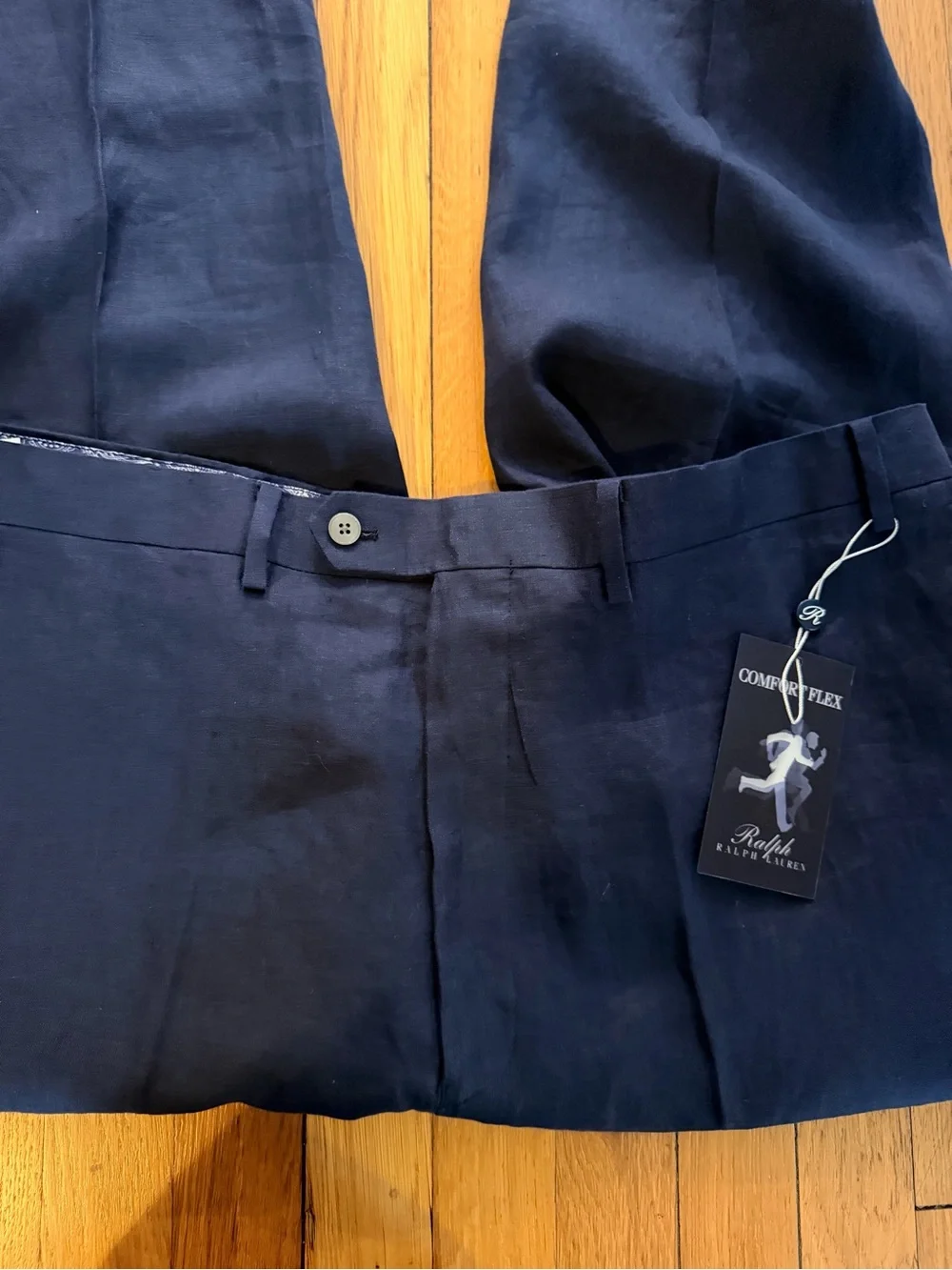 Ralph Lauren Navy Linen-Blend Trousers